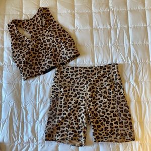 Fabletics Leopard Print Biker Short Set